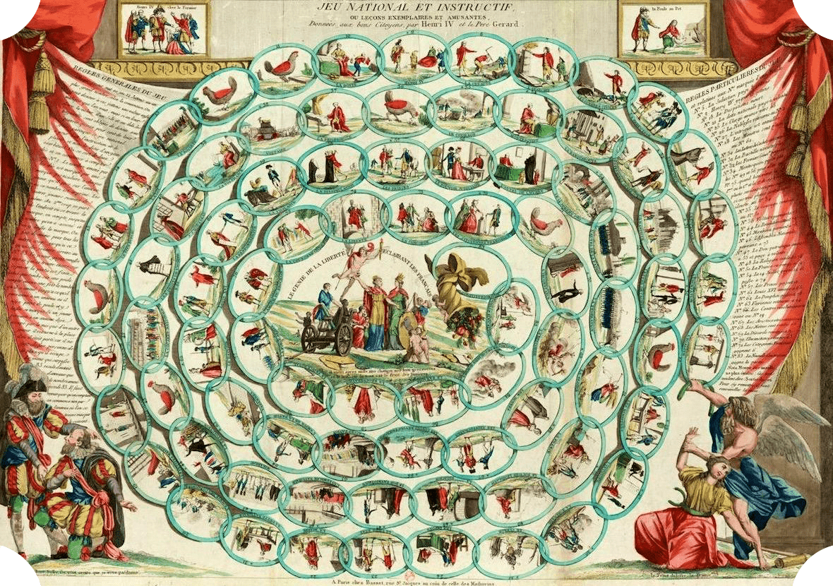 Ancien Jeu De L'oie JFL Paris Avec Damier Au Verso - Occasion - En Bois